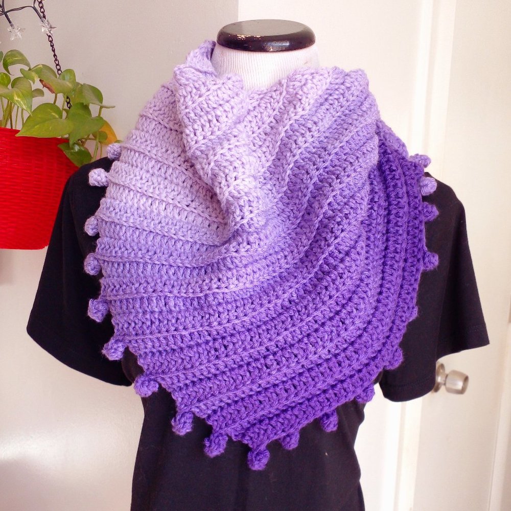 Purple Ombre Crochet Scarf Shawl Handmade